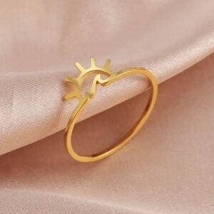 Gold Wave Sunrise Ring - Stainless Steel - Size 7